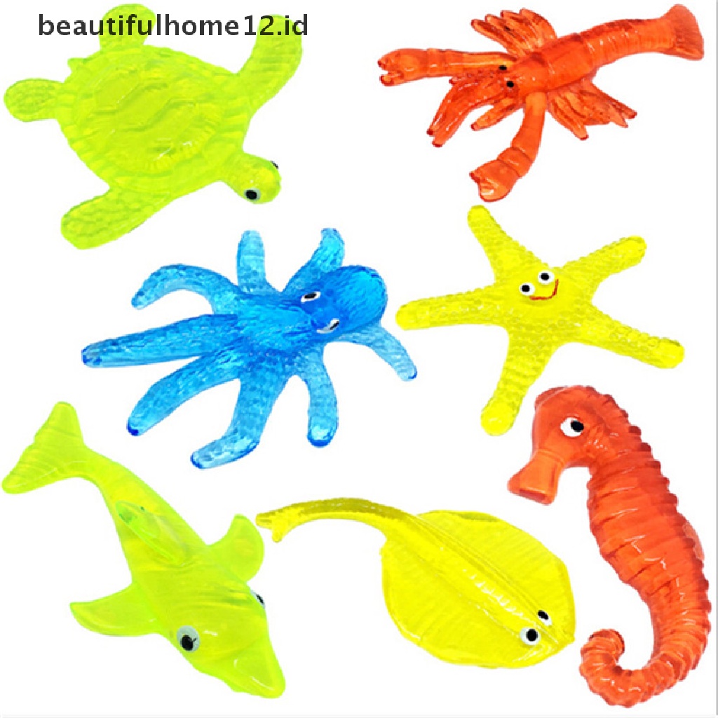 【beautifulhome12.id】 Soft Material Decompression Starfish Octopus Shark Kids Sticky Marine Animal Toy .