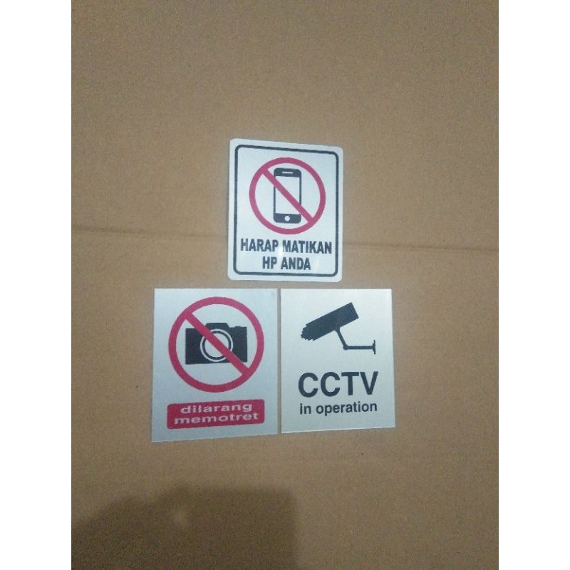 Jual Akrilik Plat Sign Label Cctv Matikan Hp Dilarang Memotret