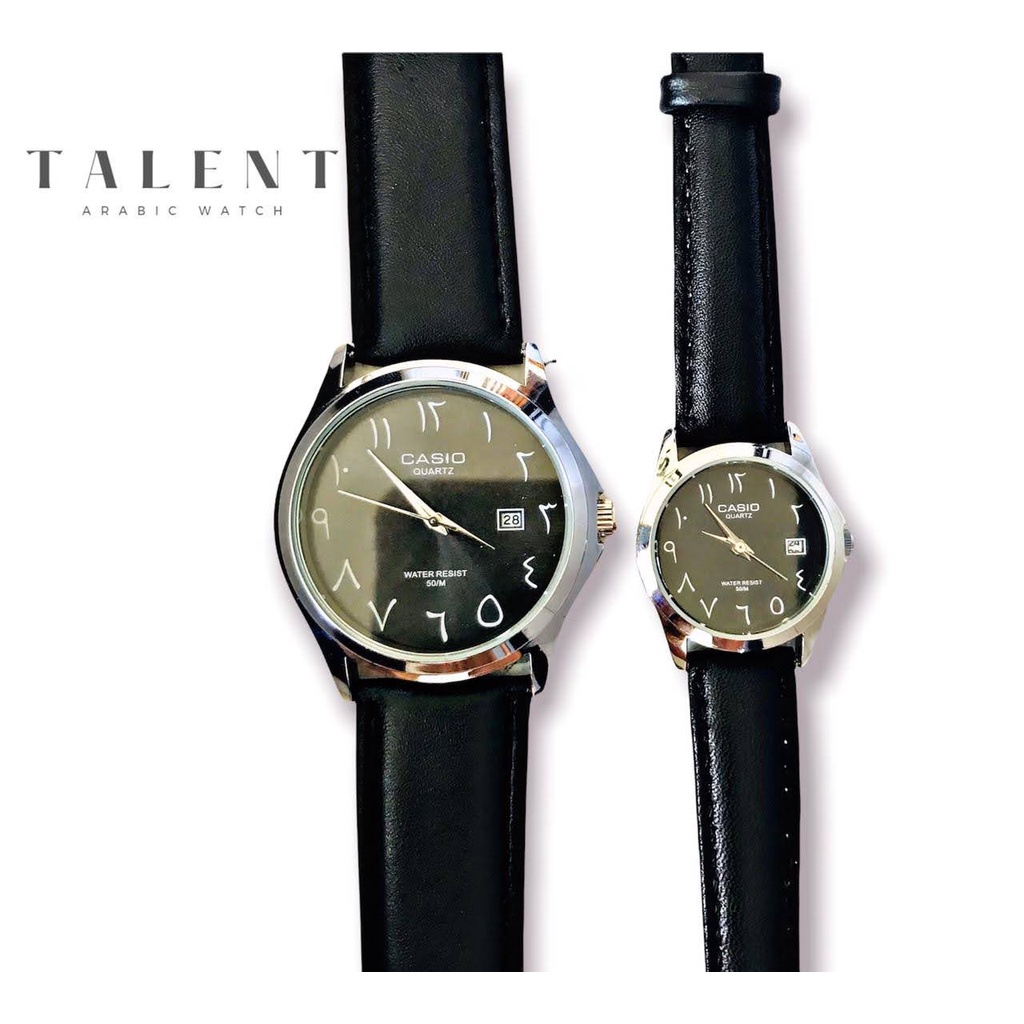 Jam Tangan Couple CASIO Kulit Jam Tangan Arab - Black