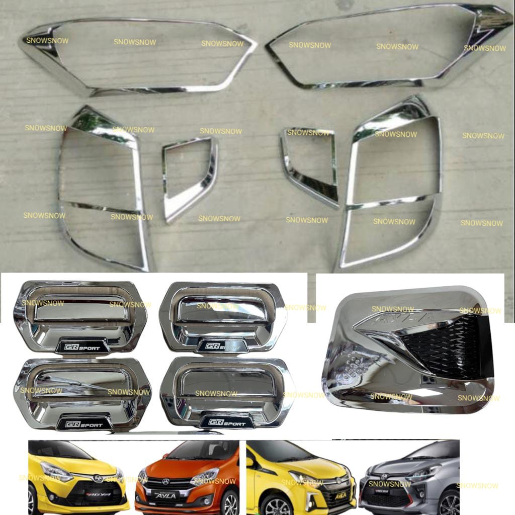 Paket Garnish Depan Belakang Outer Handle Tank Cover Agya Ayla 2017 2020 2022 GR SPORT Chrome