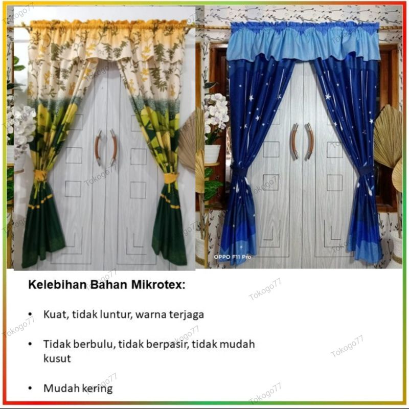 Korden Serut Pintu Aneka Motif Termurah / Tirai Belah Tengah Poni Ukur 100×200 Bisa Cod