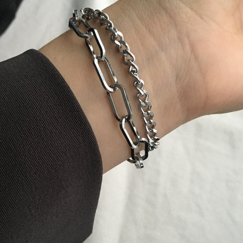 Chain Bracelet Titanium Steel Dark Simple Personality Trendy Hip Hop Punk Street