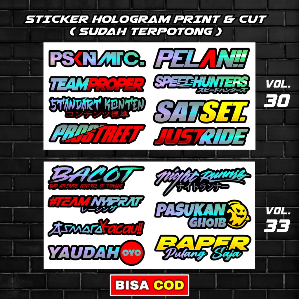 Stiker Racing 1 pack isi 25 27 32 Stiker Sponsor Stiker Helm Stiker Motor Sticker Motor