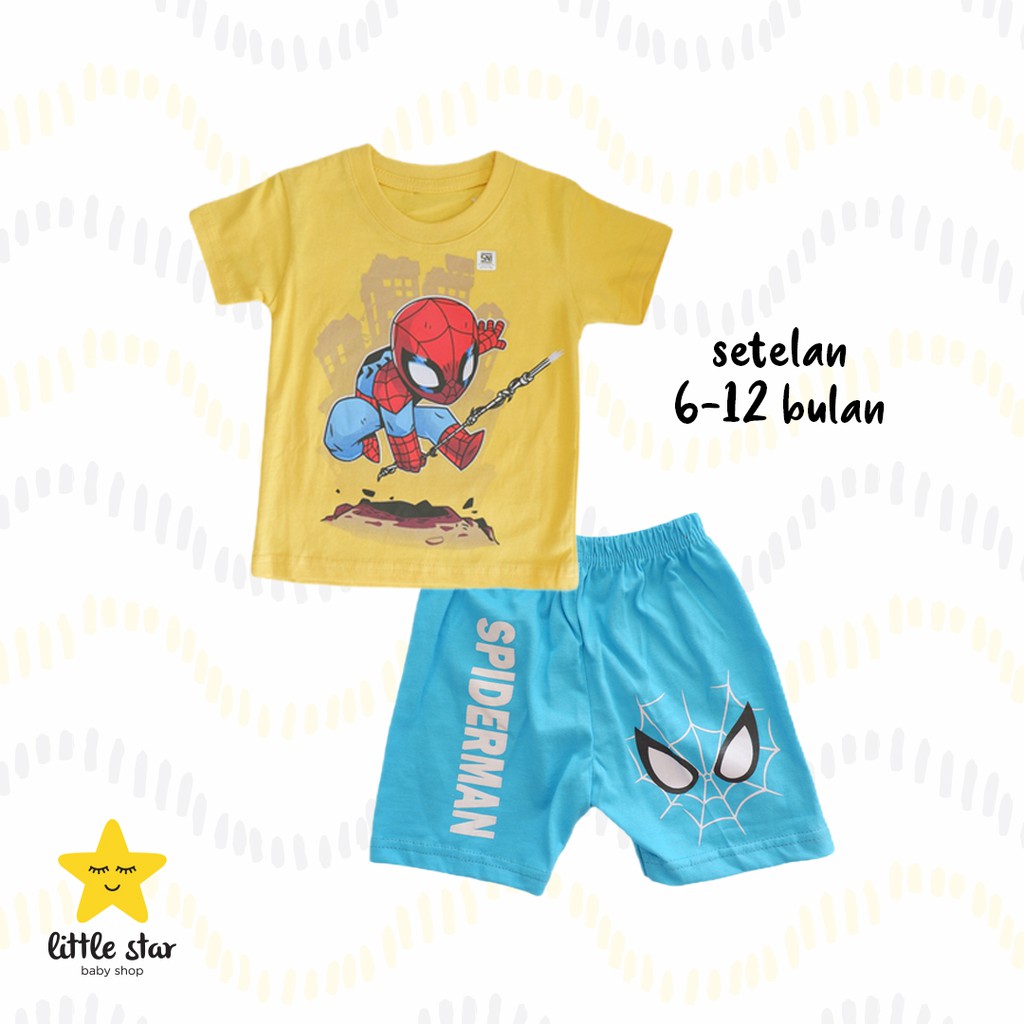 Spiderman Setelan Anak Bayi Cowok 6-12 Bulan