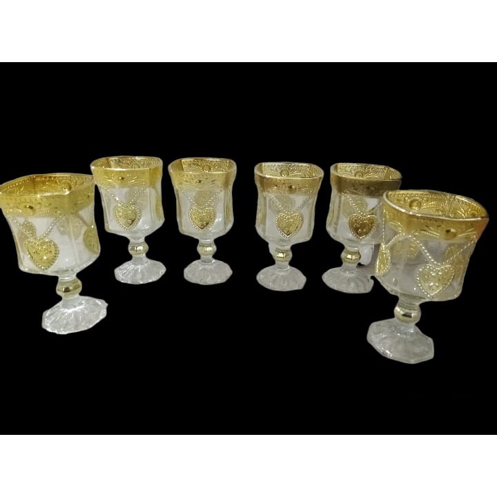 Gelas Set 6pcs Gold Silver High Quality Glassware