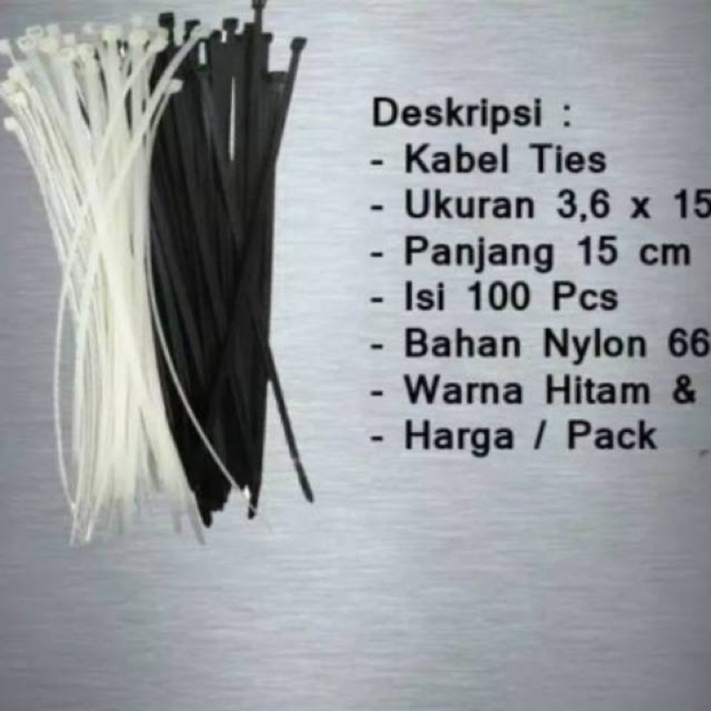 Kabel Ties Tali Ties Tali Sigma Hitam Putih 150mm isi 100 pcs HARGA 1 PACK ISI 100pcs