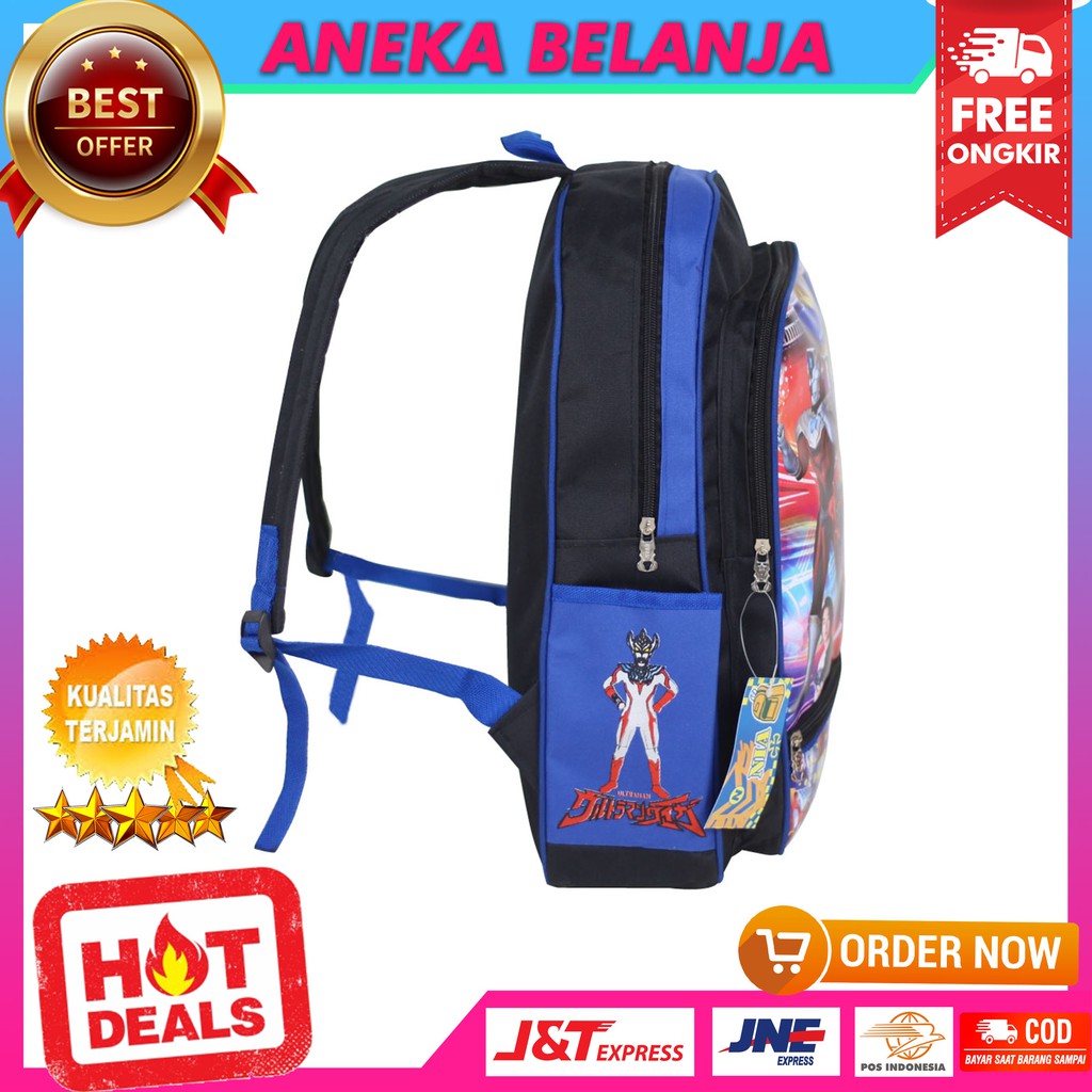 Ready Stock Tas Ransel Untuk Anak Cowok Berkualitas Terbaru Murah Keren Gambar Ultraman Biru Casual