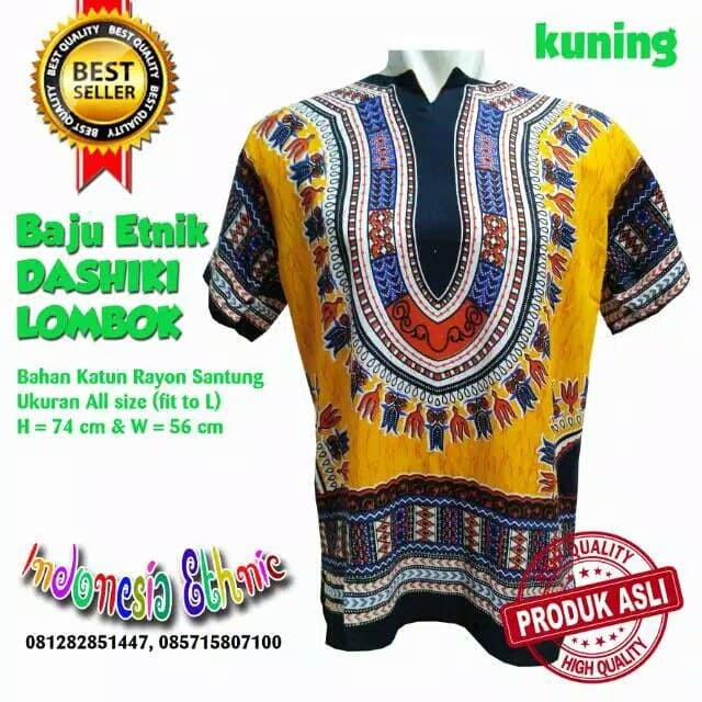 TERBARU BAJU ETNIK LOMBOK / BAJU DASHIKI ANEKA WARNA HIPPIES/BOHO PRIA WANITA