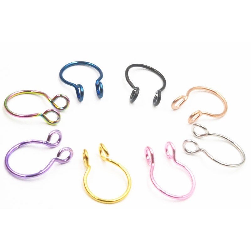 Magic789 1PC Punk Stainless Steel Hoop Nose Ring Non Piercing Clip for Women Men