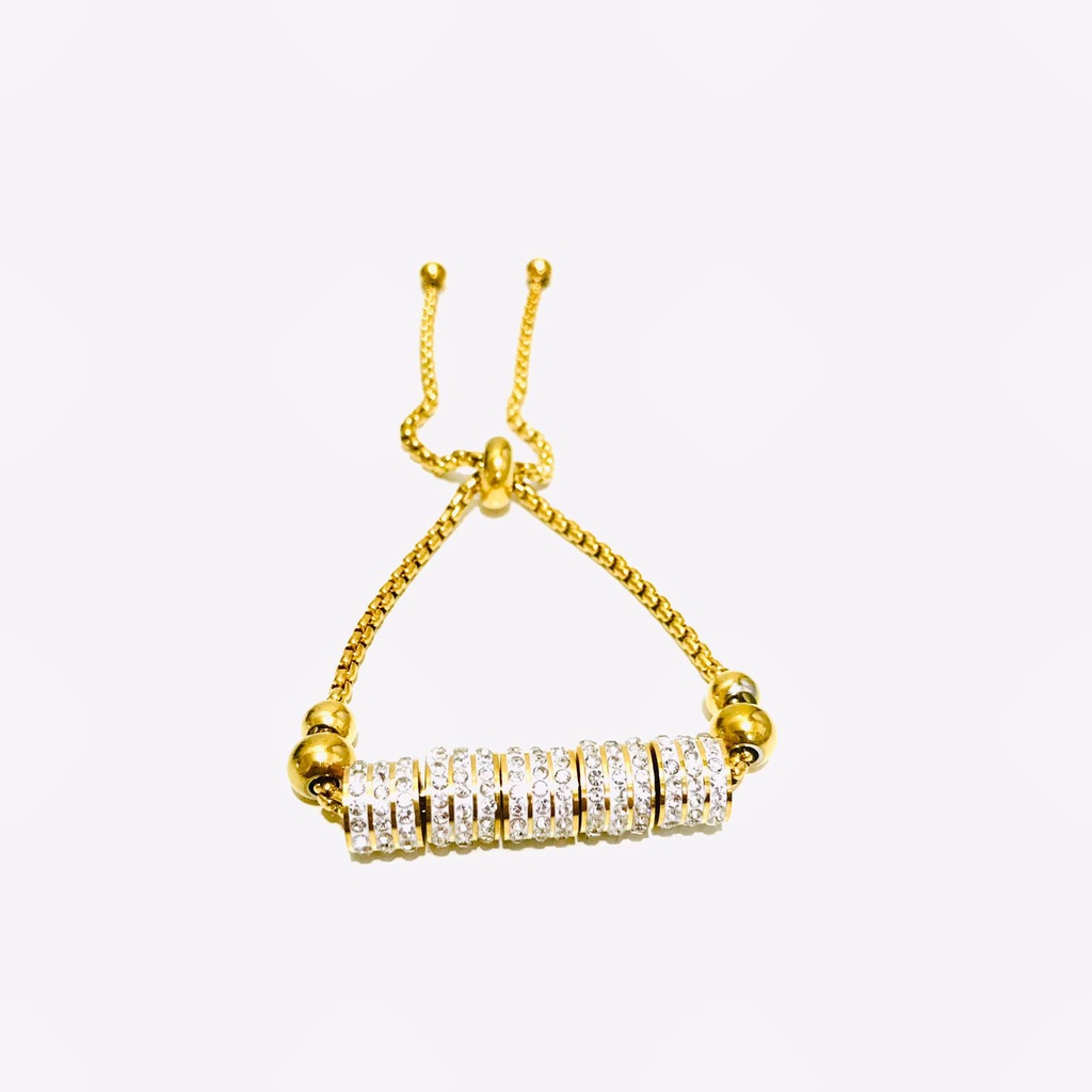 Gelang Serut Titanium Wanita Lapis Emas Anti Karat GST-5-33-SDR