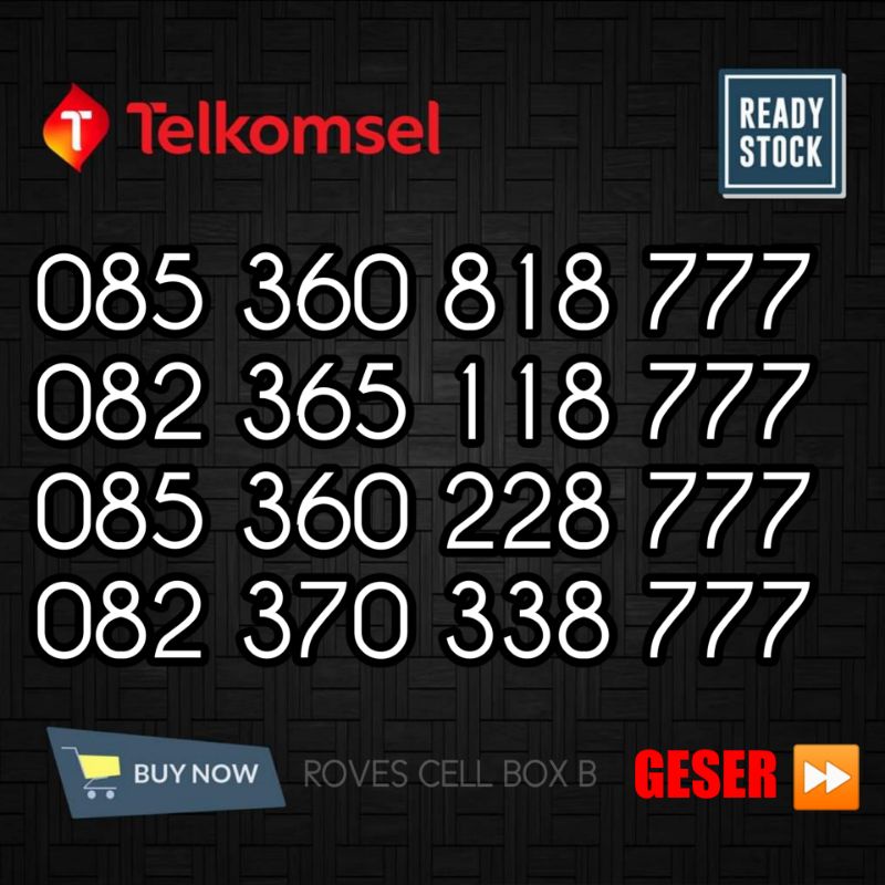 NOMOR CANTIK TELKOMSEL TRIPLE 777 KARTU AS TRIPEL 7 HOKI LUCKY SEVEN