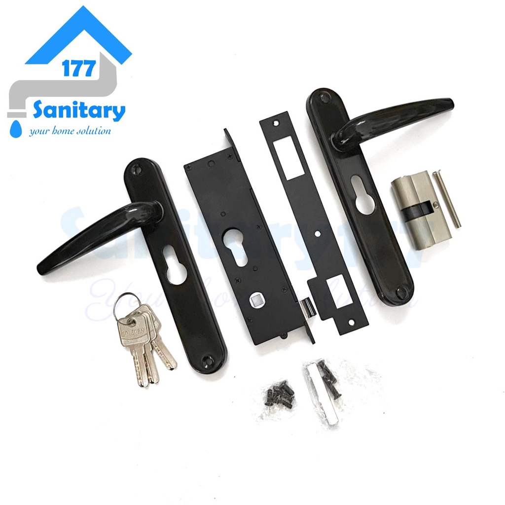 Kunci Pintu Kawat Nyamuk Hitam soligen-handle black  ekspanda door  lock aluminium anti karat original soligen