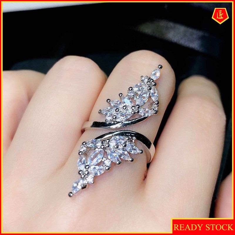 [Ready Stock]Hollow Diamond Wings Super Fairy Ring Female Korean Exaggerated Personalized