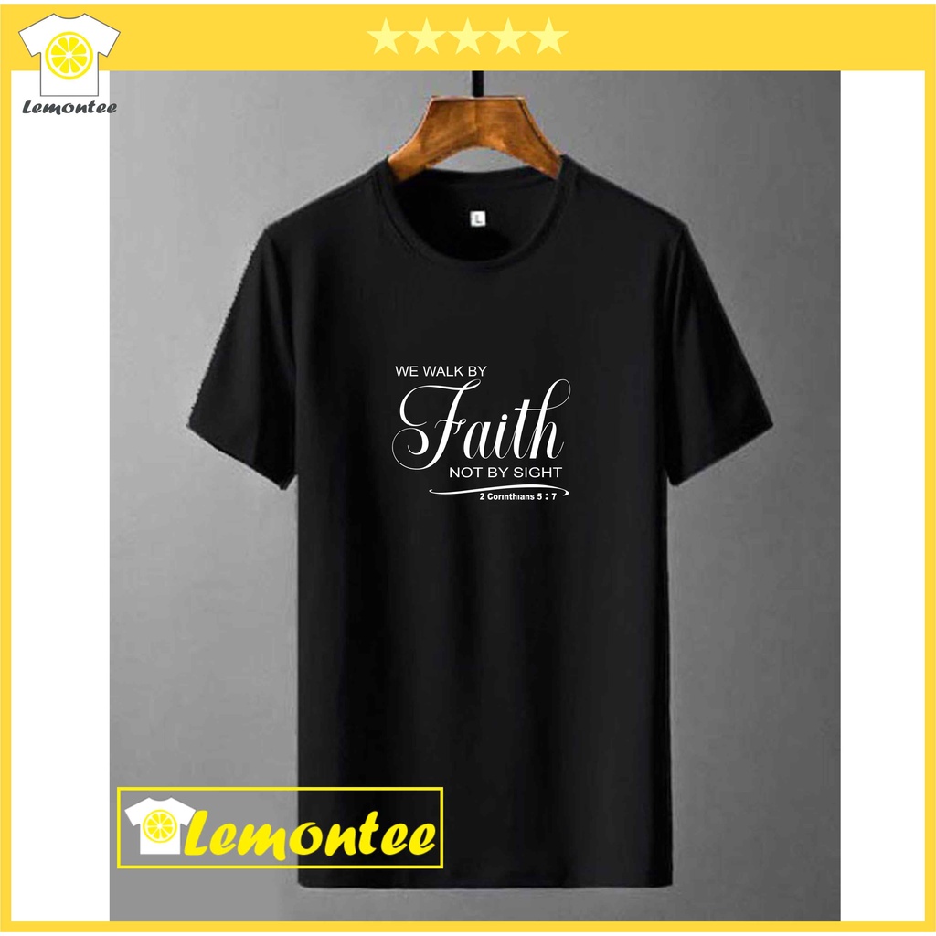 Kaos Rohani Kristen Katolik WE WALK BY FAITH NOT BY SIGHT Kaos Distro Pria Wanita Cowok Cewek Sablon
