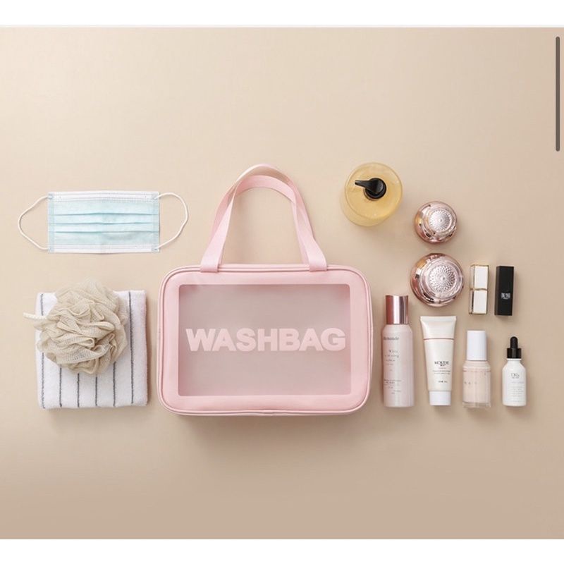 TAS KOSMETIK PREMIUM TRANSPARAN WASHBAG TRAVEL POUCH MAKE UP SERBAGUNA