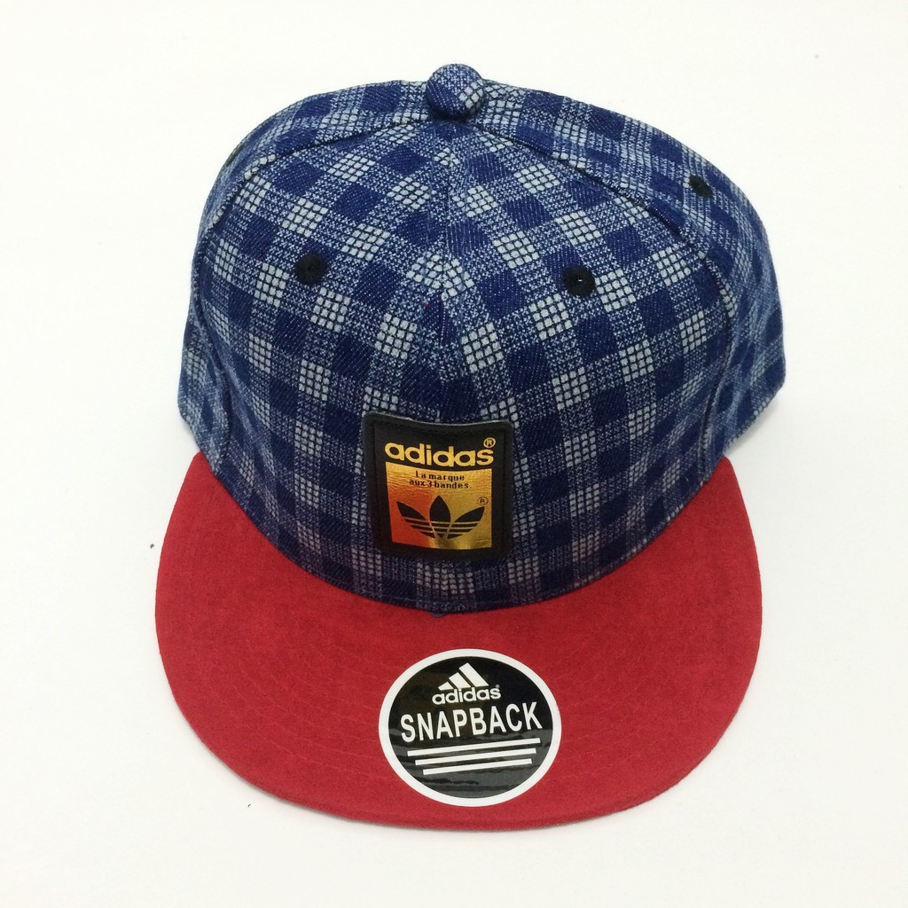 Topi Snapback Adidas Biru Kotak Kecil Merah import murah