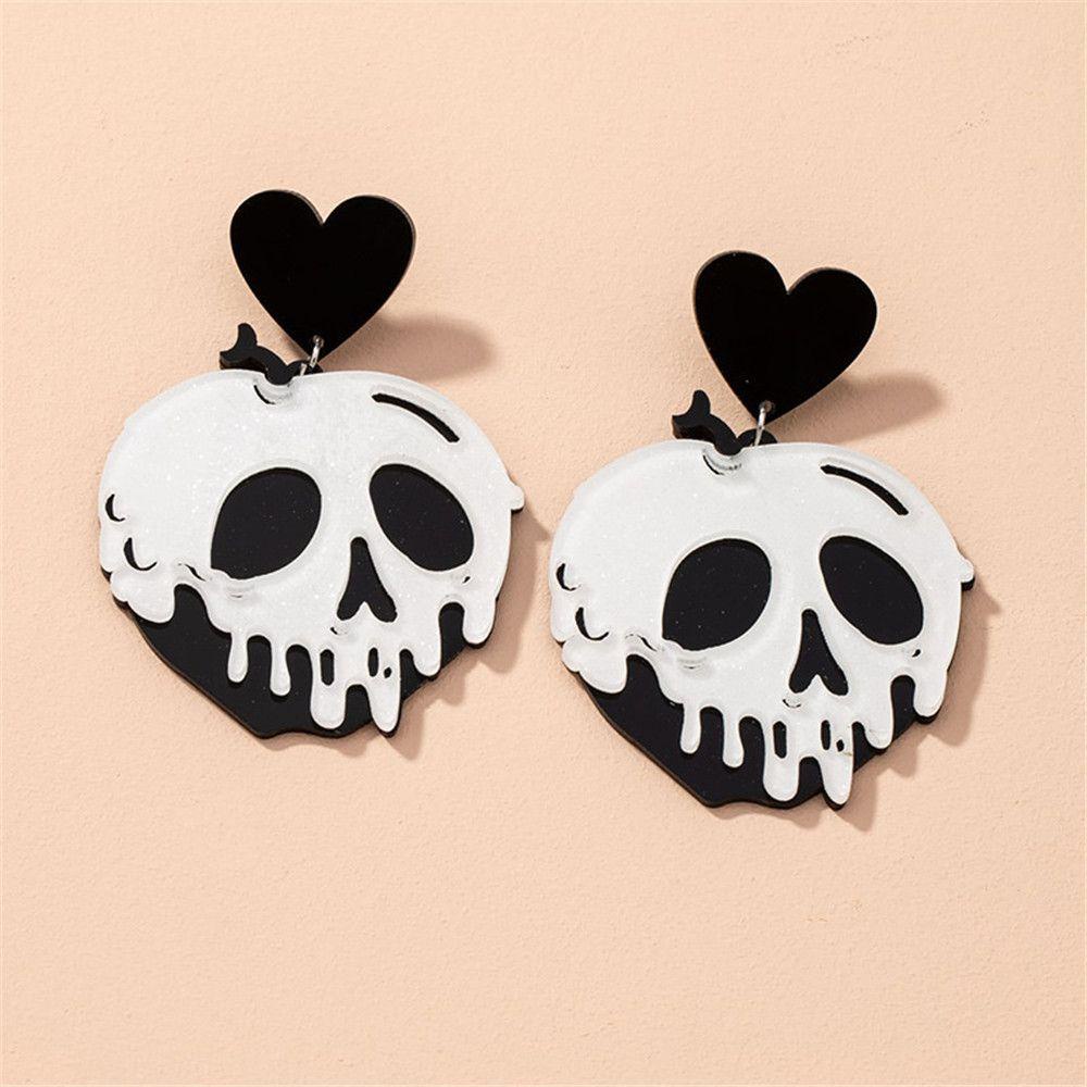 Lily 1pasang Anting Halloween Bahan Akrilik Hip-hop Warna Permen Korea