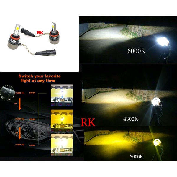 TIGA WARNA H11 H16 H8 H9 LAMPU LED FOGLAMP XPANDER RUSH AVANZA MOBILIO - LED H11 TRIPLE COLOR