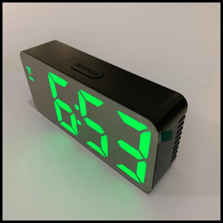 Jam Meja Digital Alarm Clock Mirror DS-3622 Weker Led Hijau