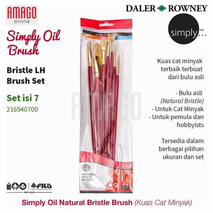 DALER-ROWNEY - SIMPLY OIL BRISTLE LH BRUSH SET 7 PCS - 216940700