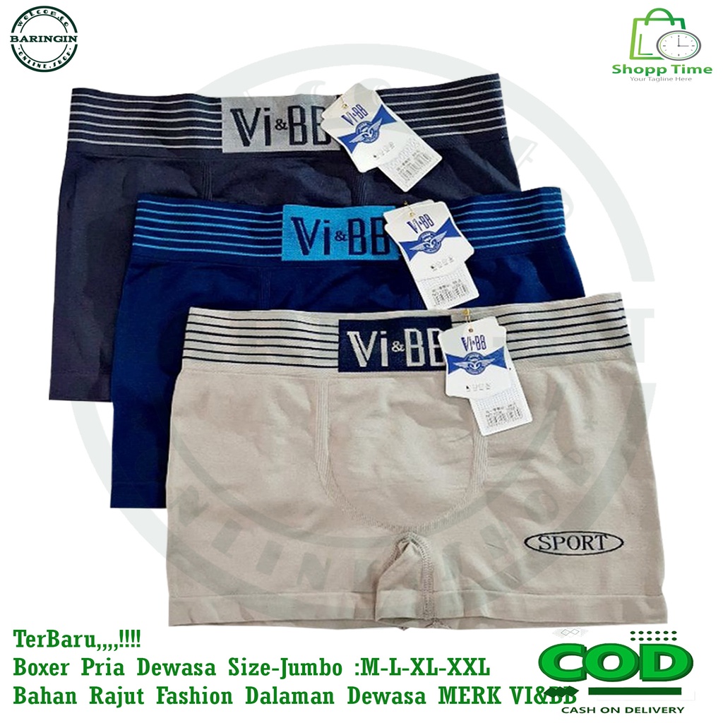 ISI 6 PCS BOXER PRIA DEWASA RAJUT Celana Boxer Pria Dewasa VI &amp; BB Rajut Premium