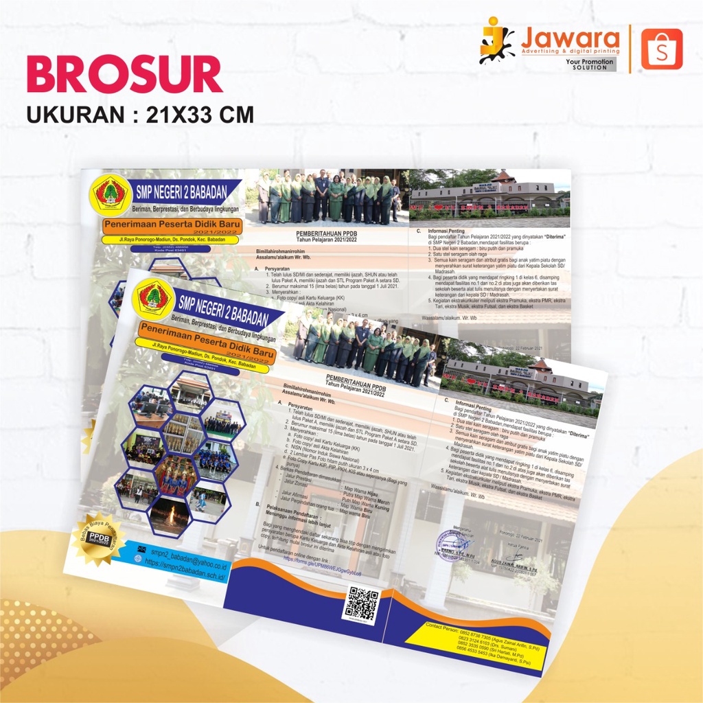 Brosur F4 / Brosur Sekolah / Bimbel PONOROGO,MAGETAN,NGAWI,MADIUN,TULUNGAGUNG,PACITAN, JAWARA PRINT