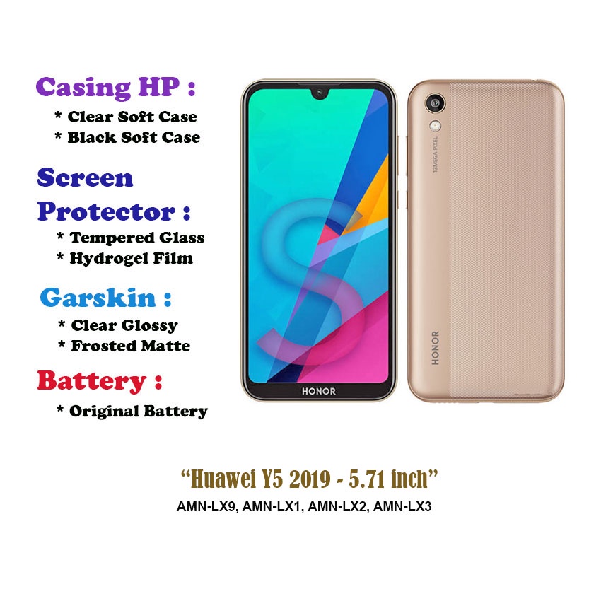 Huawei Y5 2019 - 5.71 inch - Case - Screen Protector - Battery - Dll