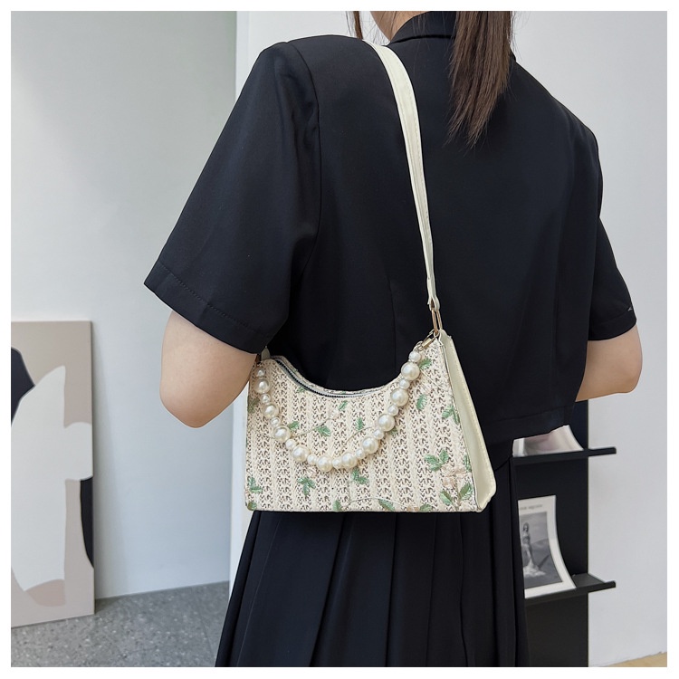 Tas Jerami Mutiara/Tas Anyaman/Tas Pesta/Tas Wanita/Tas Wanita Kekinian/Tas Bahu/Totebag/Tas Mini Wanita BAO050