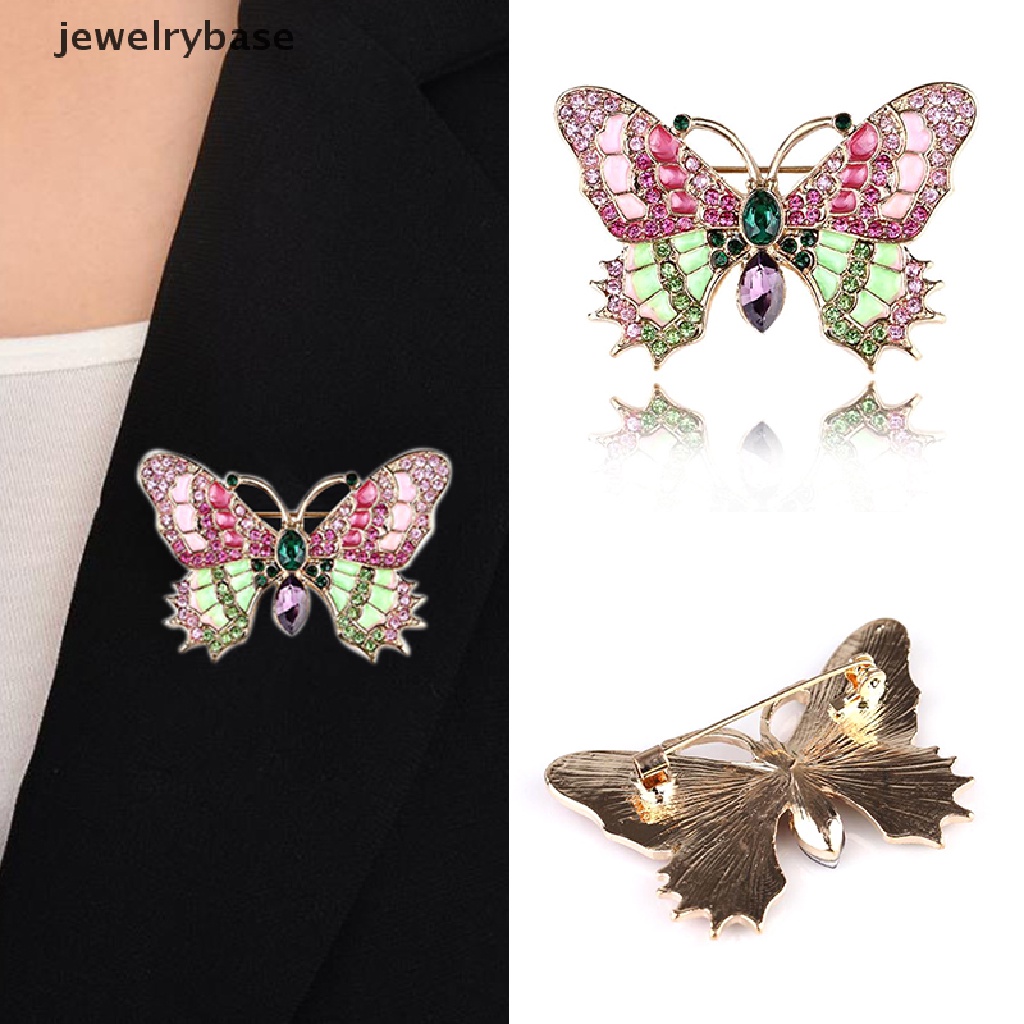 Bros Bentuk Kupu-Kupu Aksen Kristal Berlian Imitasi Warna-Warni Gaya Retro Untuk Hadiah