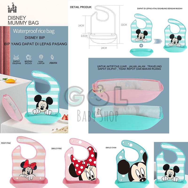 Slabber DISNEY bayi karet celemek makan bayi karet silicone baby bip anti air kombinasi ORI