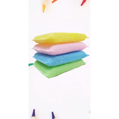 Spons Cuci Piring Warna Warni Spon Sponge Sabut Jaring Alat Dishwashing Dapur Masak Busa Serbaguna