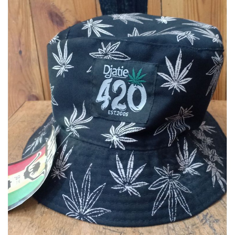 bucket hat ganja putih 420 topi
