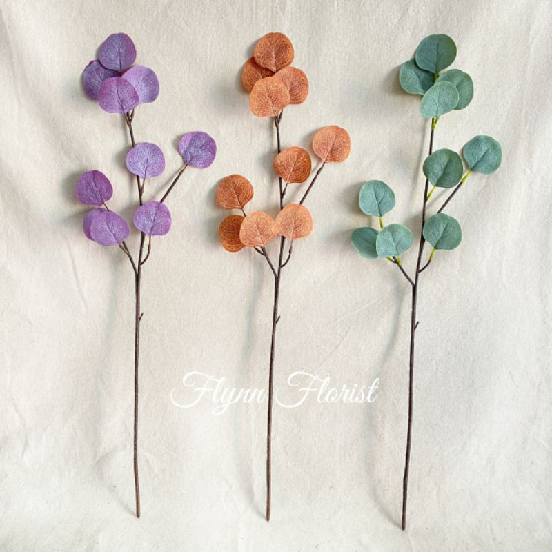 Daun Eucalyptus bulat x1 (satuan) Daun Artificial / Daun Dekorasi / Daun Plastik / Daun Pernikahan