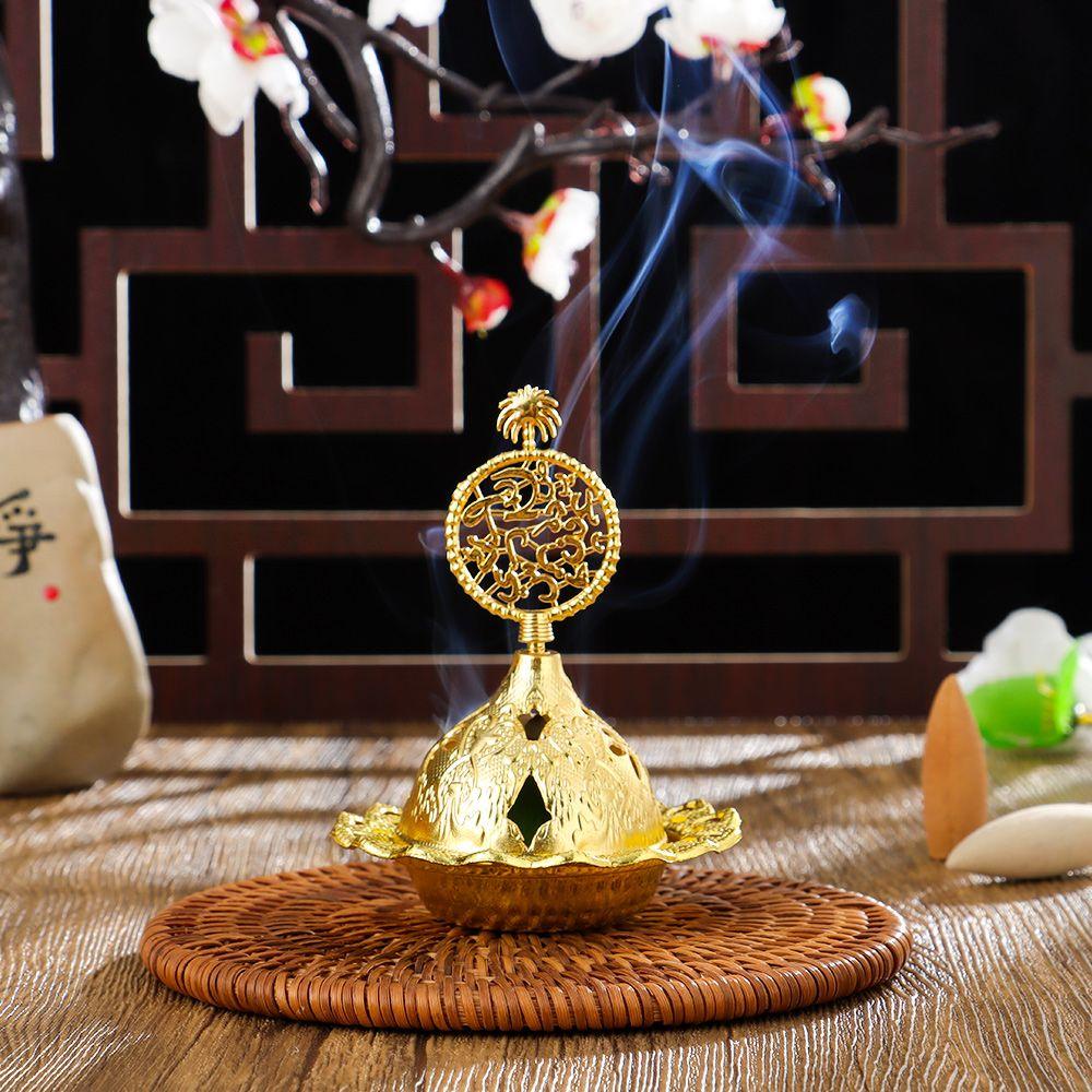 Tempat Bakar Dupa Logam Nanas Portable Hollow Gaya Arab Dekorasi Rumah Tungku Aromaterapi Emas Tempat Dupa