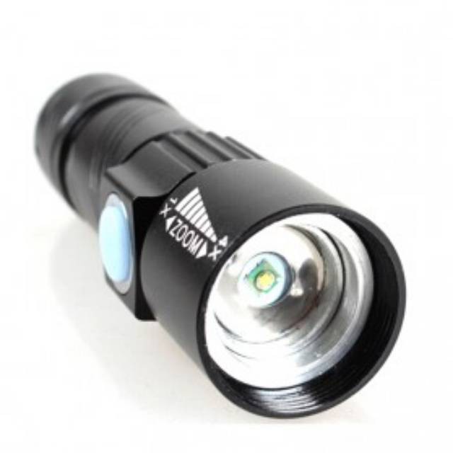 TaffLED Senter LED Mini USB Rechargeable Q5 LED 2000 Lumens Black Grab Medan