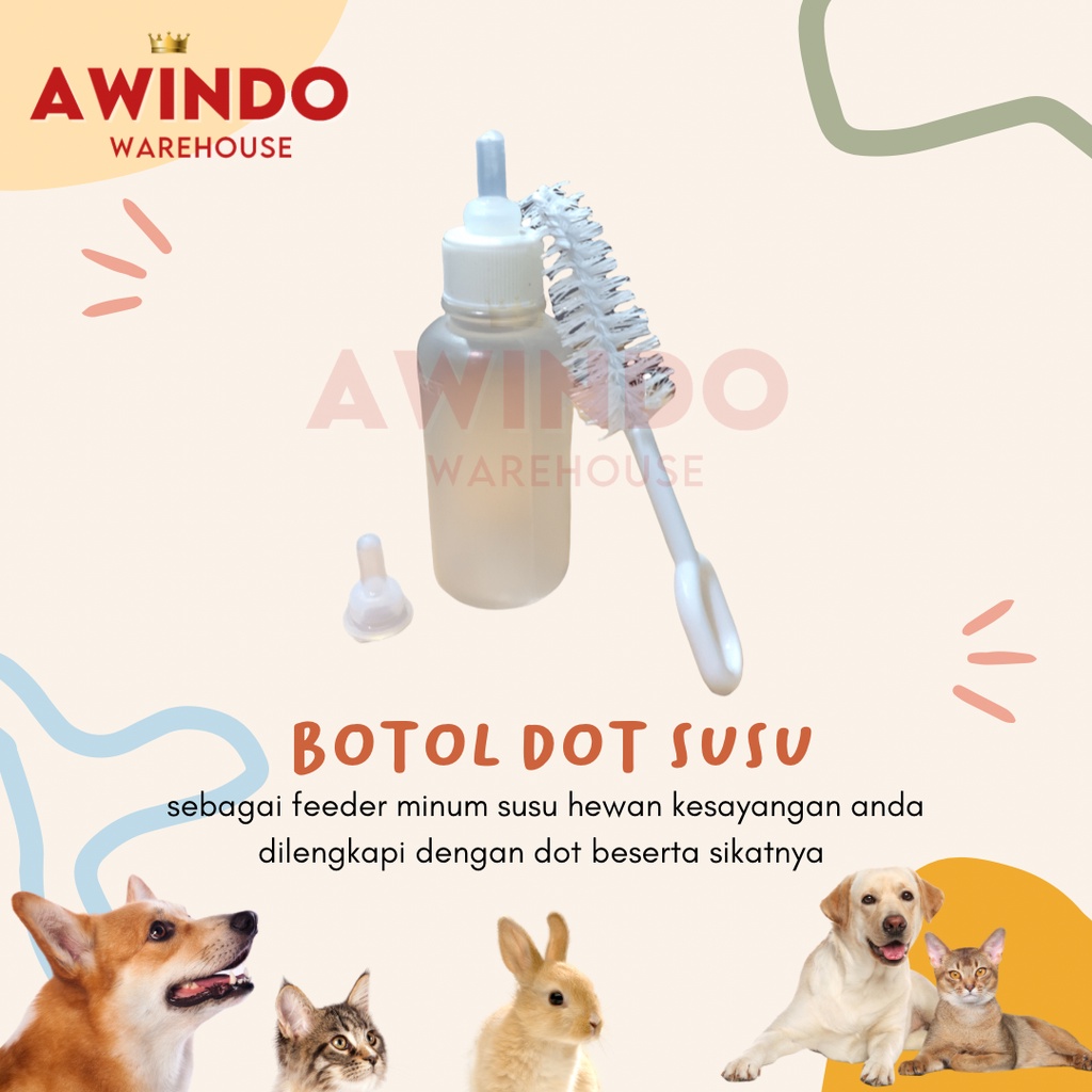 BOTOL DOT MINUM SUSU - Botol Dot Alat Minum Feeder Anak Kucing Anjing Kelinci