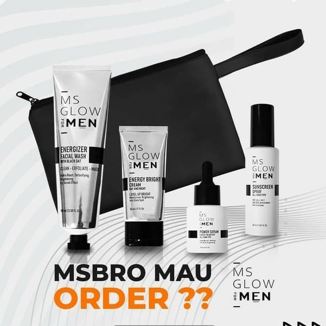 Paket Ms Glow men Basic Lengkap obat jerawat acne spot anti bopeng pore away dark spot flek hitam re