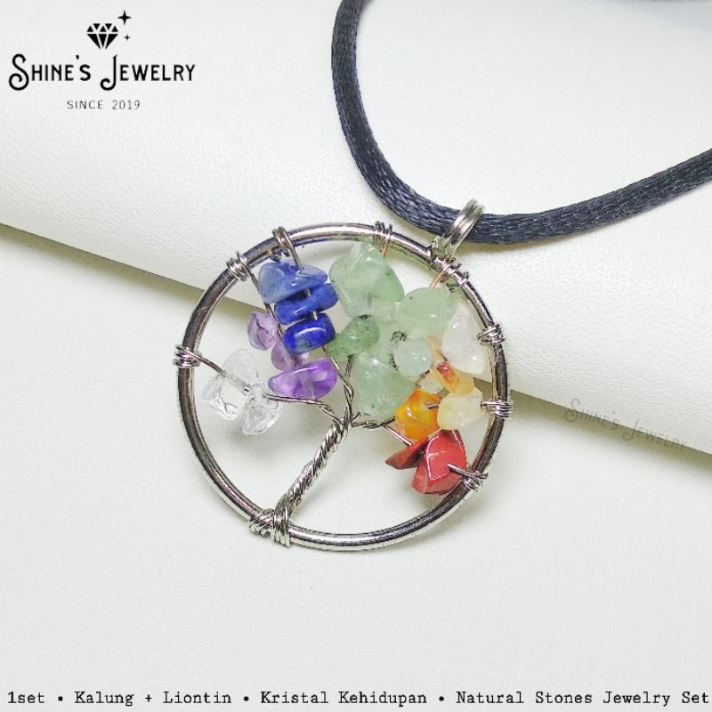 Kalung Liontin Kristal Kehidupan Orgonite Orgone Natural Stones Jewelry Set