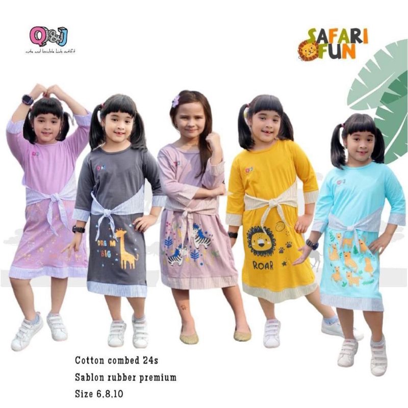 Dress Safari Fun QnJ / dress anak qnj / dress anak / dress anak terbaru / dress anak lucu / dress an