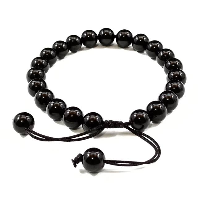 Gelang Batu Black Onyx Hitam Legam Model Tali Serut Dan Elastis