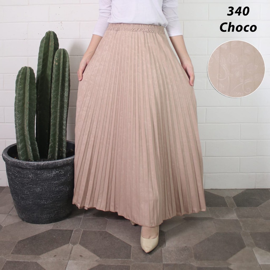 ROK PLISKET 340 LUVALINE PRISKET PANJANG PLEATED SKIRT FLARE SKIRT MAYUNG FLOWY REMPEL