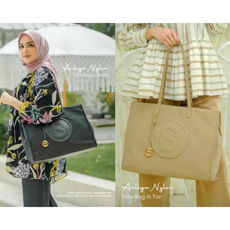 aaliya nylon Tote bag buttonscarves