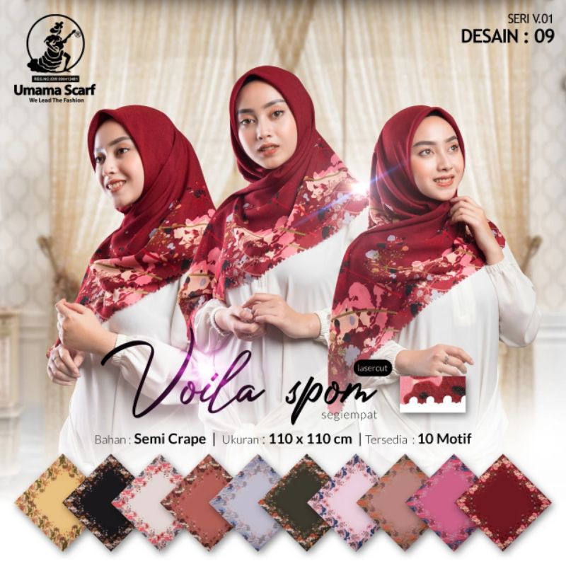 MNV - KERUDUNG VOILA SPOM LC UMAMA RANDOM MOTIF & WARNA TERMURAH