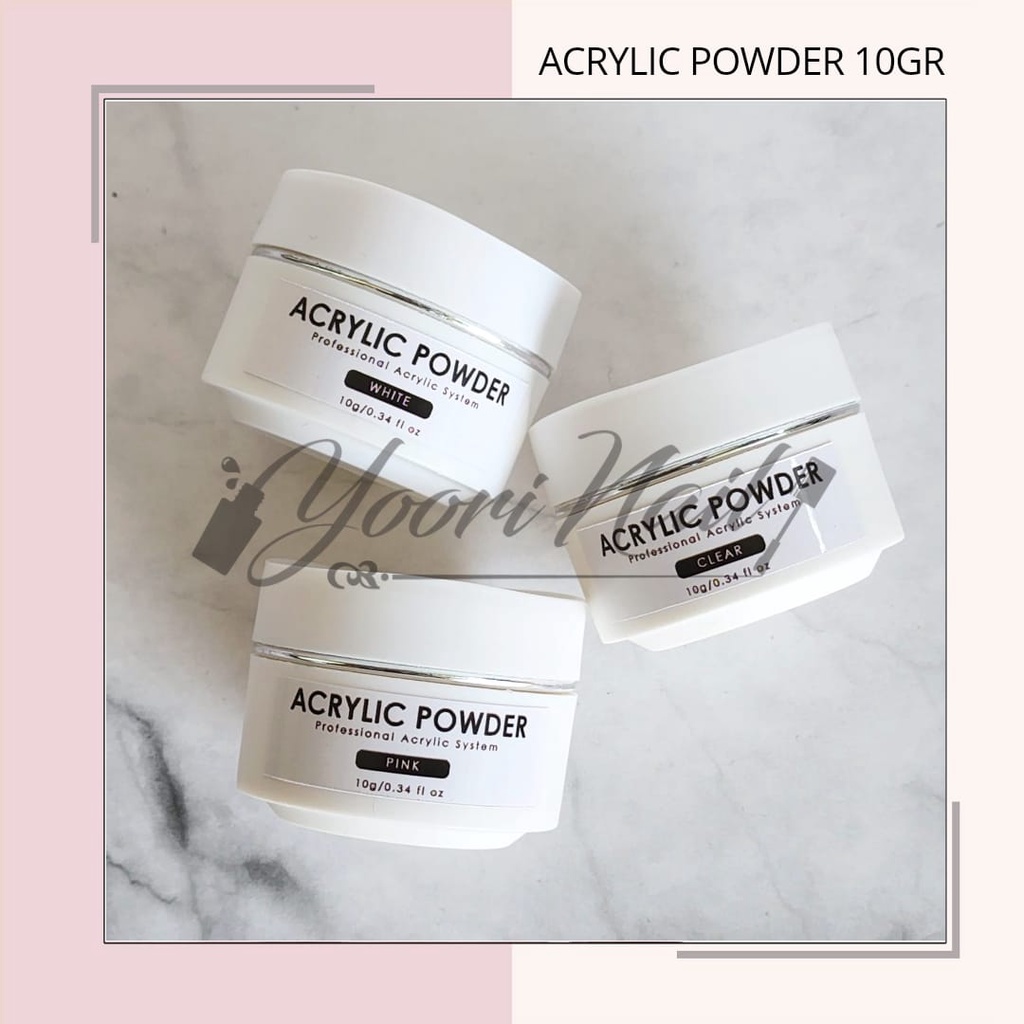 Acrylic powder EZFLOW 10gr acrylic powder white putih pink clear nail art 3D 4D bubuk akrilik