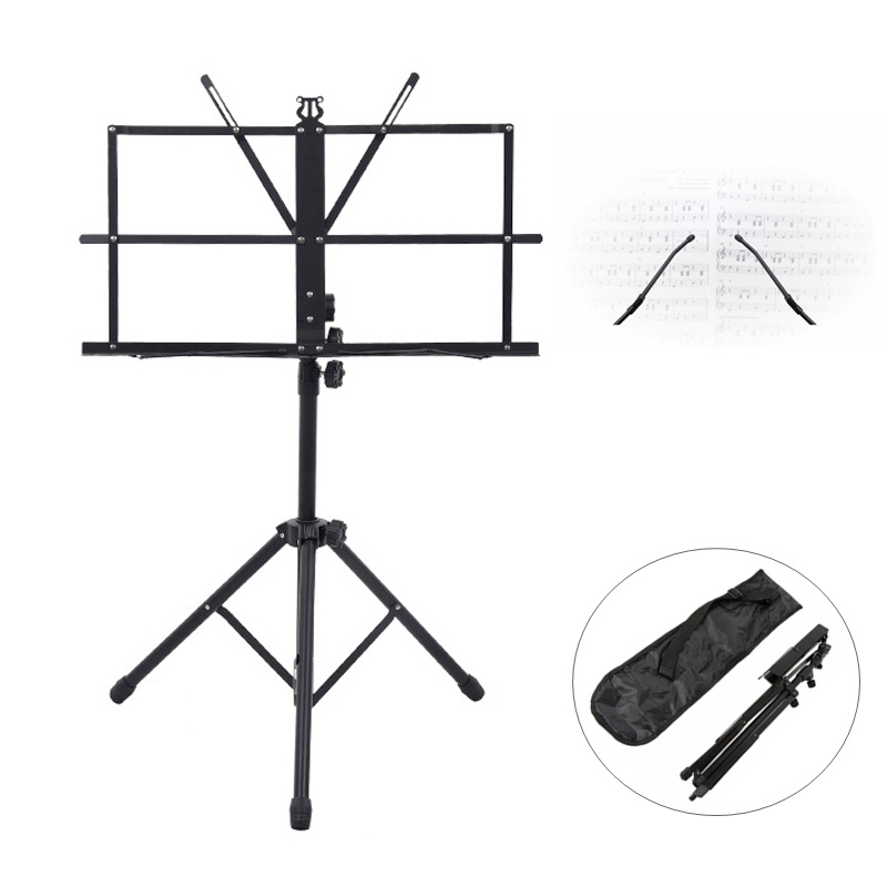 Stand Partitur Musik Adjustable Ukuran 65cm - 135cm Dengan Tas Penyimpanan