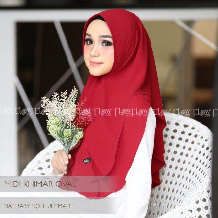 jilbab khimar Midi oval ORI FLOW / jilbab instant / hijab terbaru / khimar 2 layer/ jilbab hari raya-6