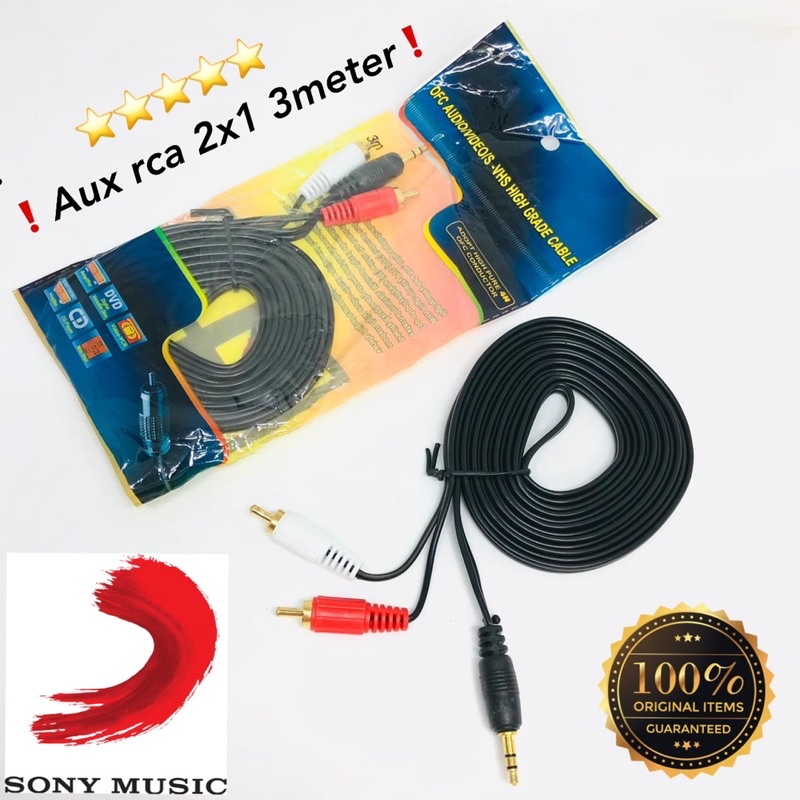 PROMO KABEL AUX VIBOX RCA 2x1 3METER RS31 SUPER HF AUDIO JACK 3.5MM TO AV OUTPUT