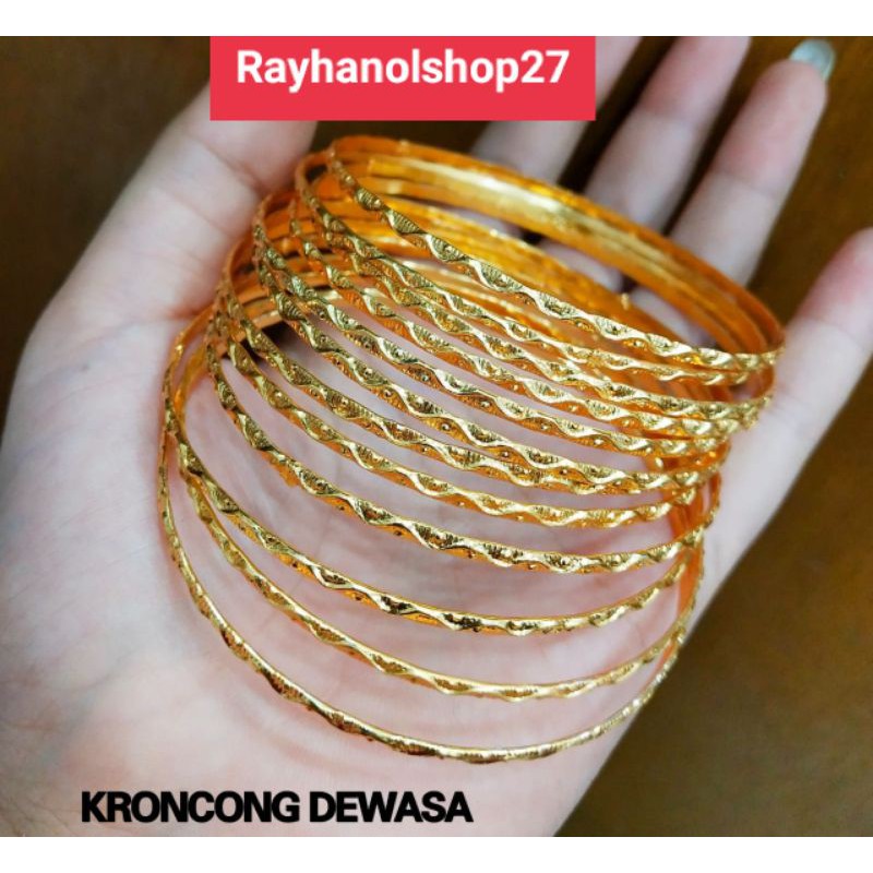 PERHIASAN WANITA DEWASA GELANG KERONCONG TITANIUM 6pcs-12pcs ANTI KARAT LAPIS EMAS SILVER-GOLD