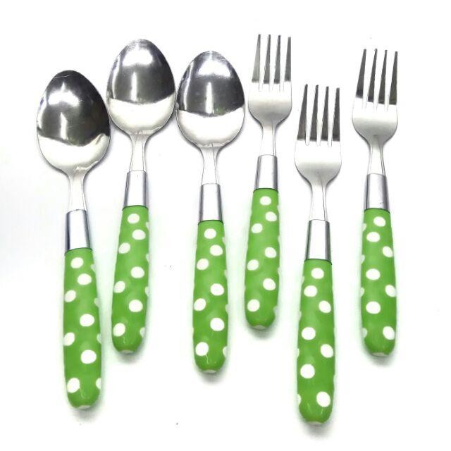 Sendok makan / sendok Garpu / sendok Makan set / sendok set / sendok Polkadot (ISI 6pcs)