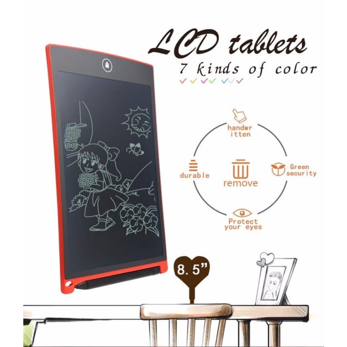 LCD Writing Writting Drawing Tablet Pad Papan Belajar Tulis Gambar Coret Hapus Mainan Edukasi Anak